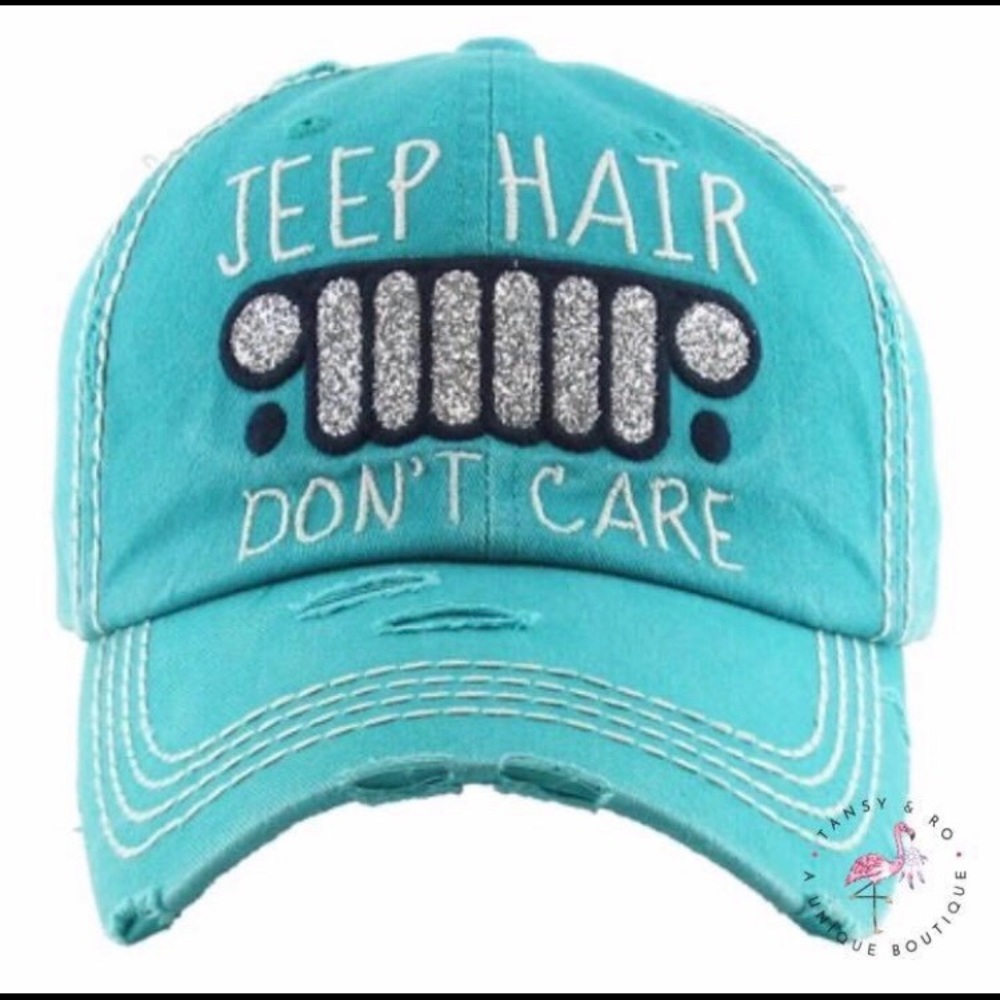 Jeep Hair Don’t Care Teal Hat Cap